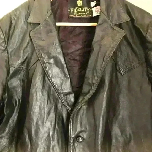 VTG Fidelity Union Made 60s 70s Genuine Black Leather Jacket Men' s Labeled 44 - Picture 9 of 10
